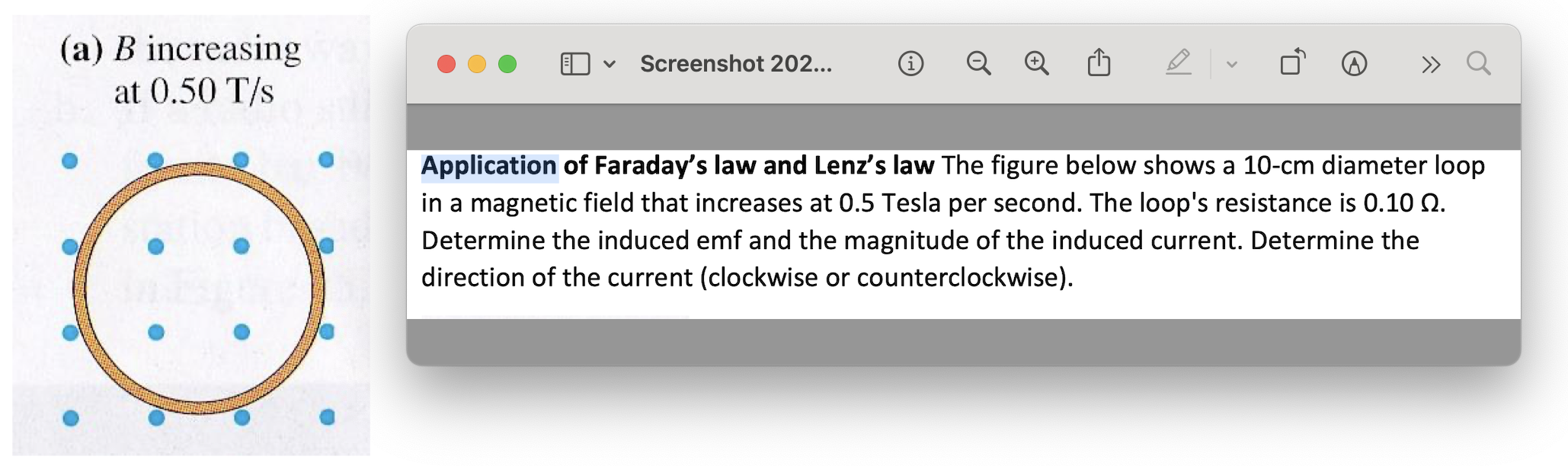 Application of Faraday's law and Lenz's law The
