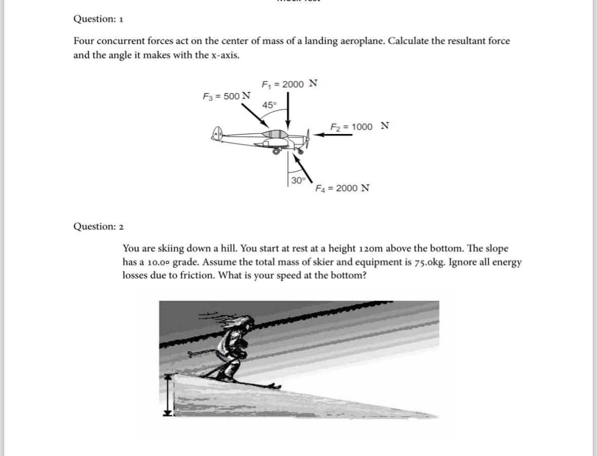 Question: 1 Four concurrent forces act on the