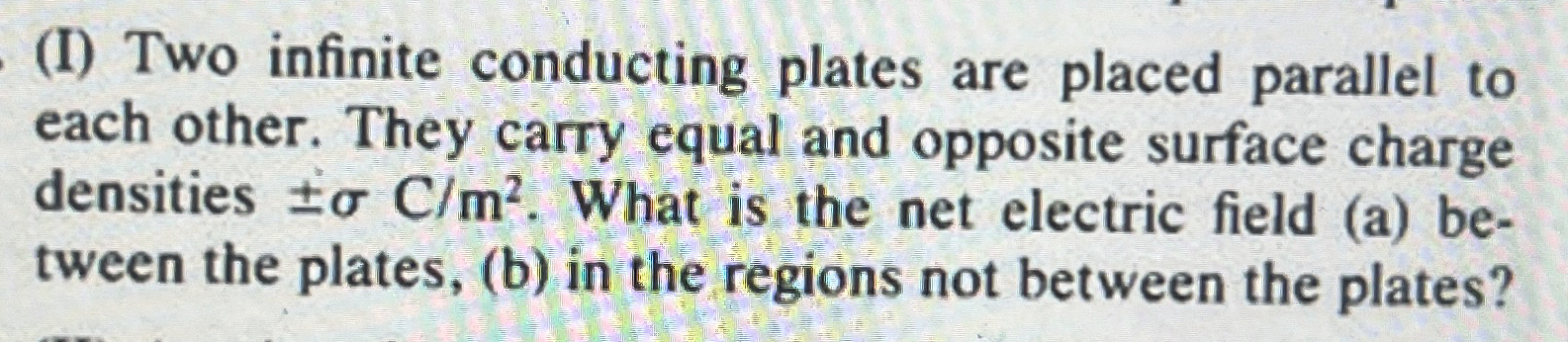 ( I ) Two infinite conducting plates are placed