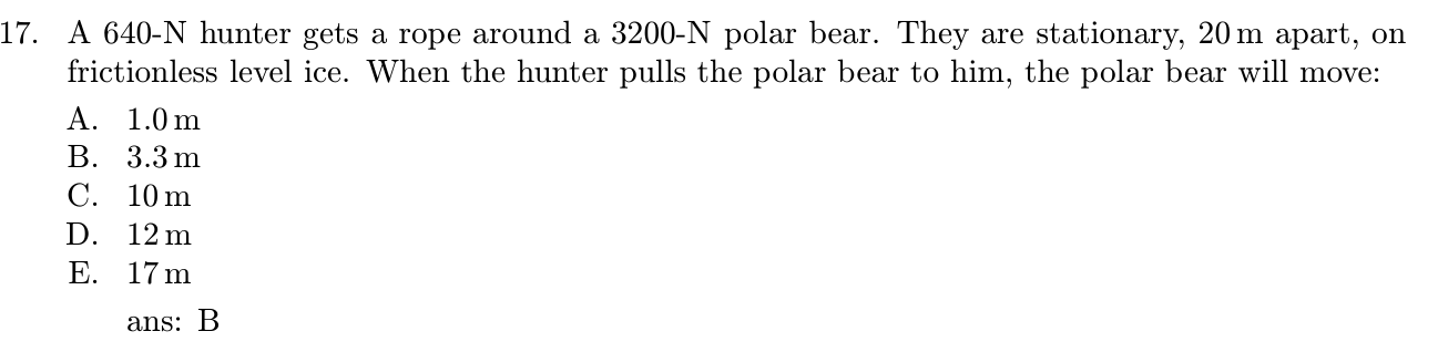 1 7 . A \ ( 6 4 0 - \ mathrm { N } \ ) hunter