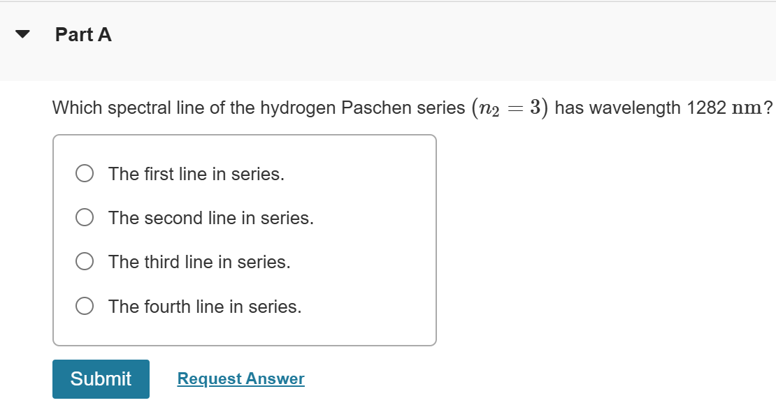 Part A Which spectral line of the hydrogen