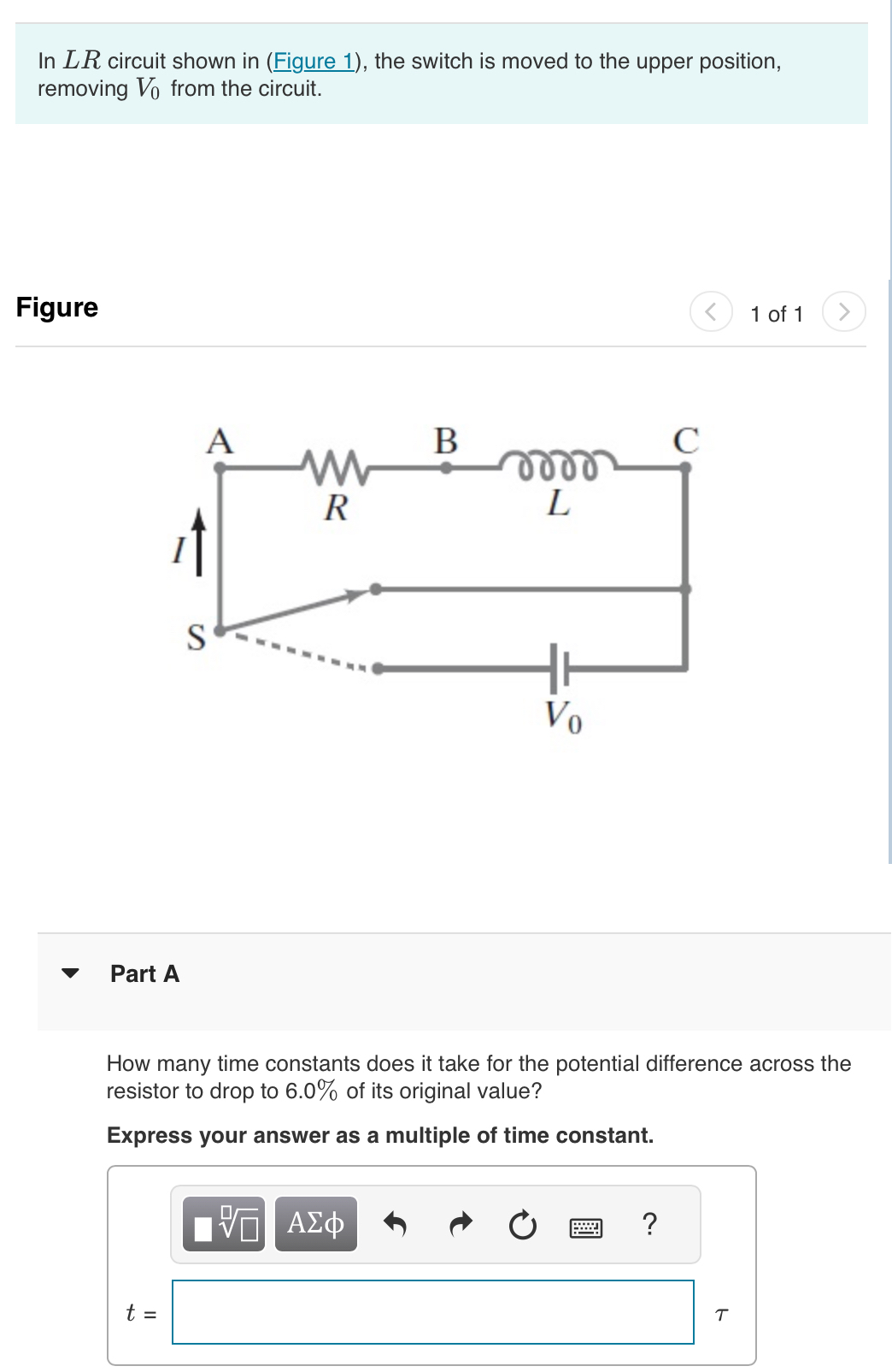 In L R circuit shown in ( Figure 1 ) , the switch