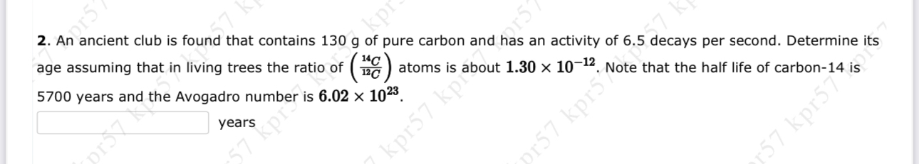 An ancient club is found that contains 1 3 0 g of
