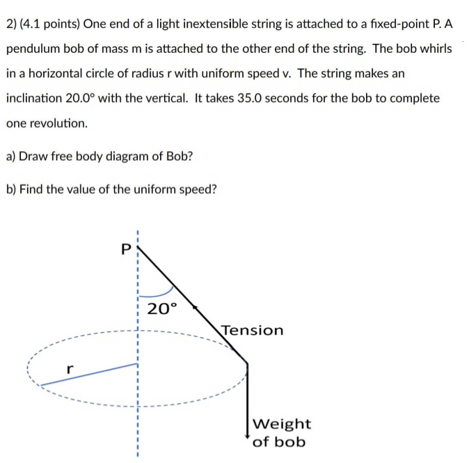 ( 4 . 1 points ) One end of a light inextensible