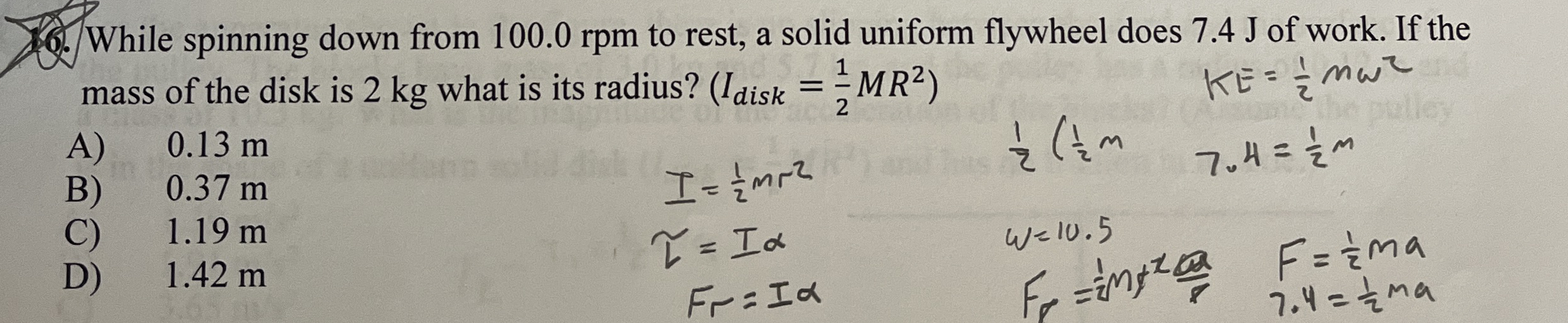 While spinning down from 1 0 0 . 0 rpm to rest, a