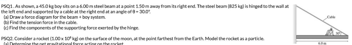 PSQ 1 . As shown, a 4 5 . 0 kg boy sits on a 6 .