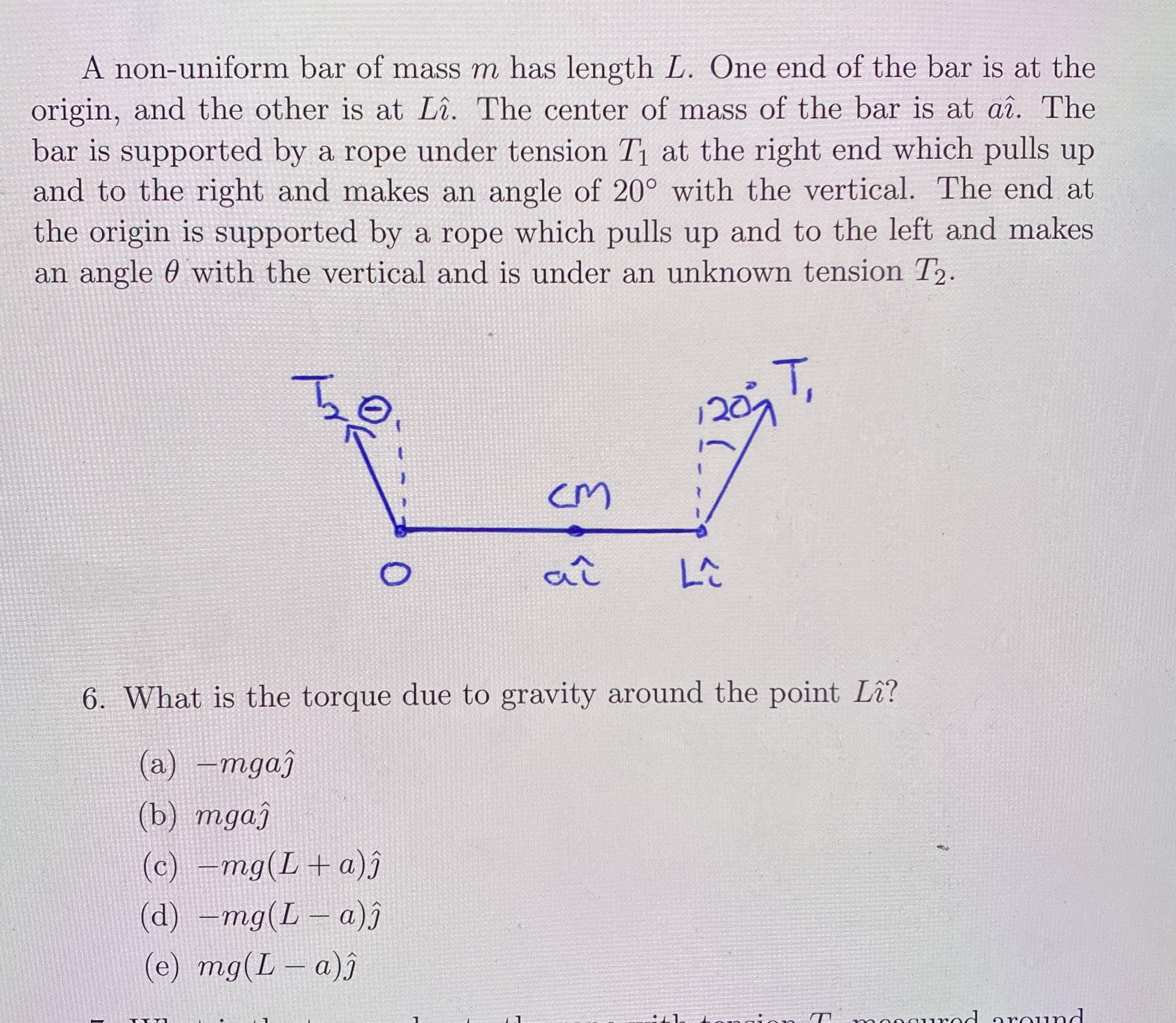 A non - uniform bar of mass m has length L . One