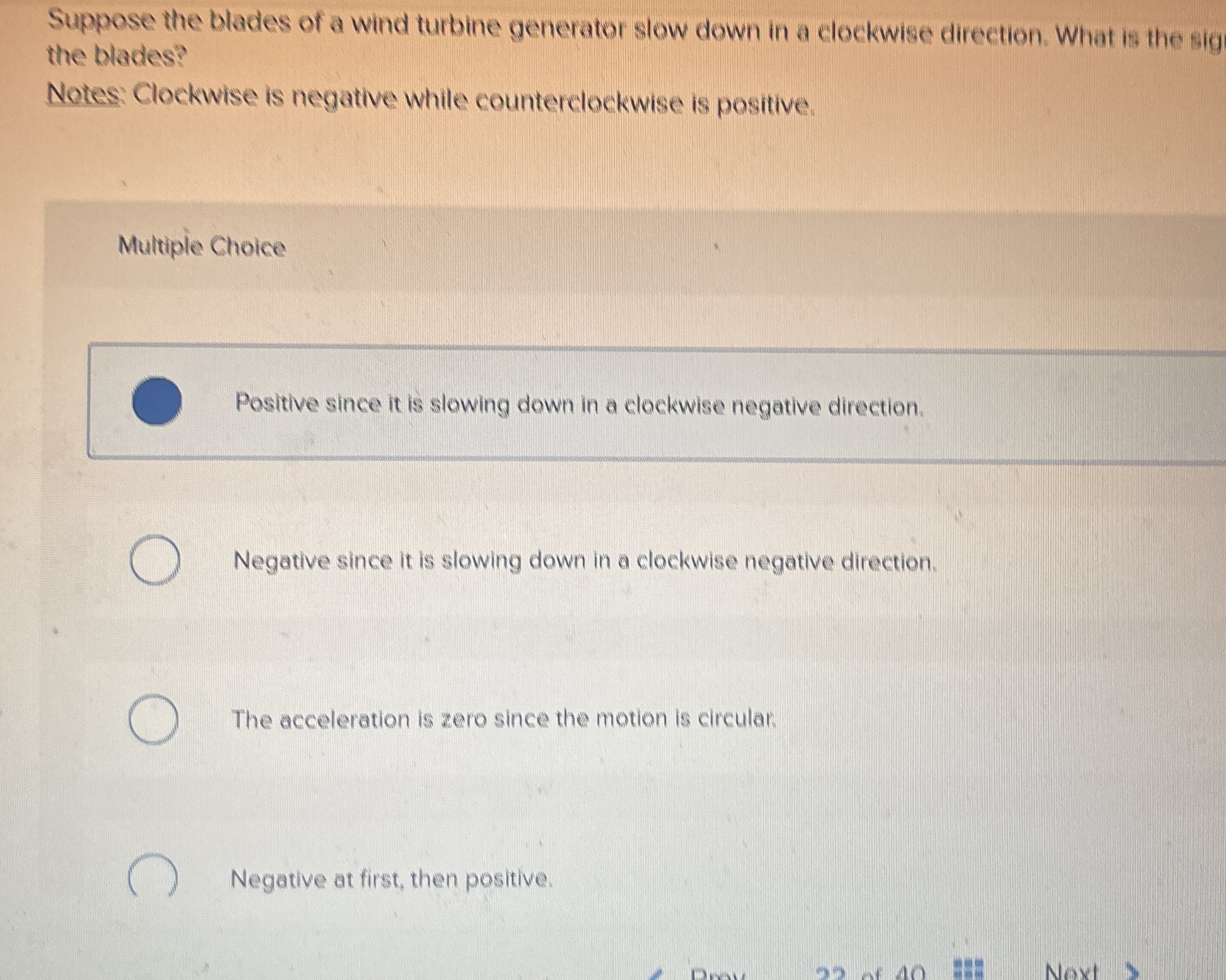 Suppose the blades of a wind turbine generator
