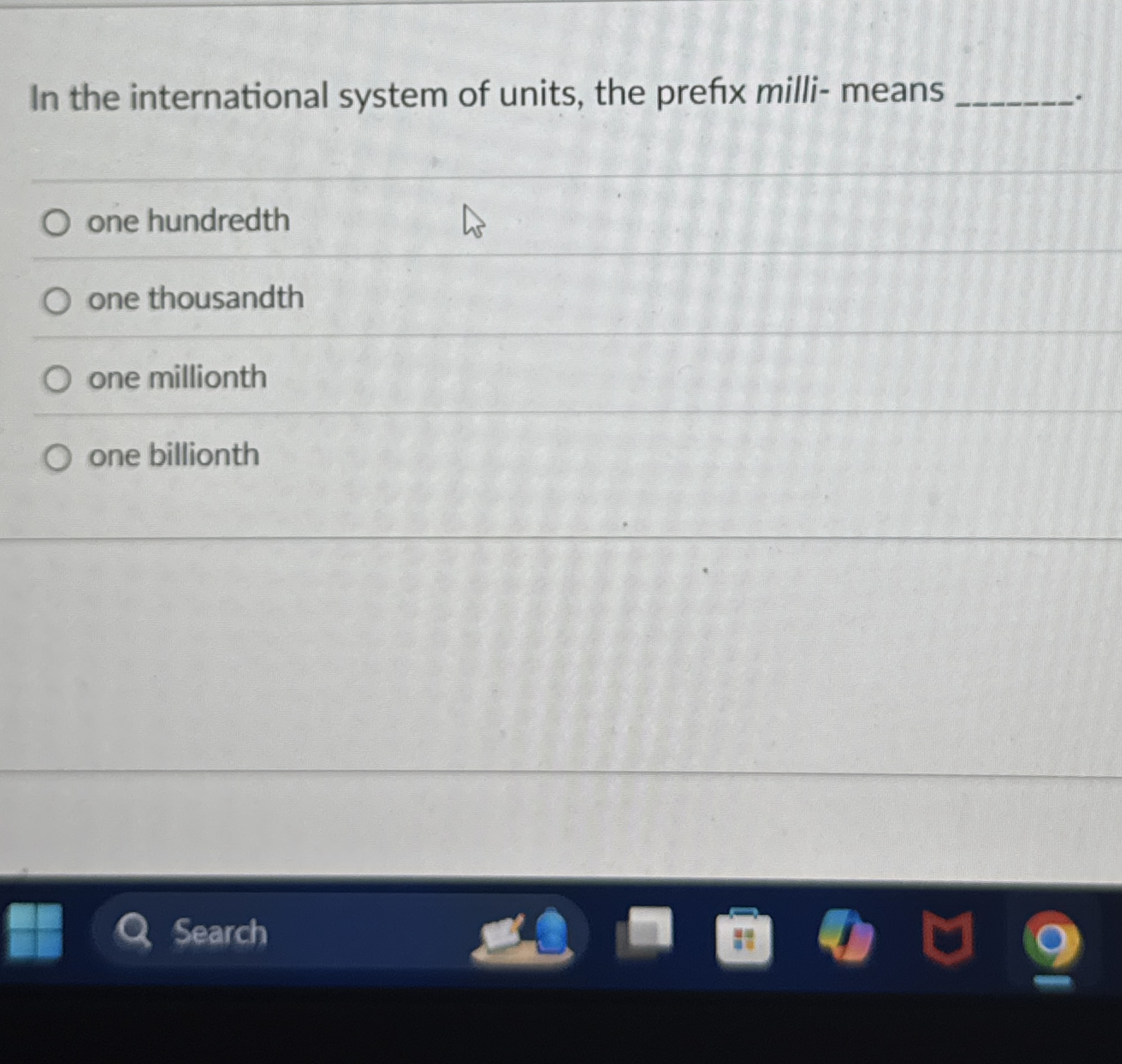 In the international system of units, the prefix