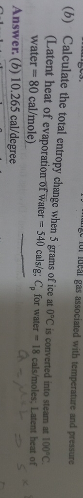 ( b ) Calculate the total entropy change when 5