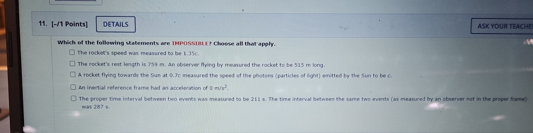 [ - / 1 Points ] Which of the following
