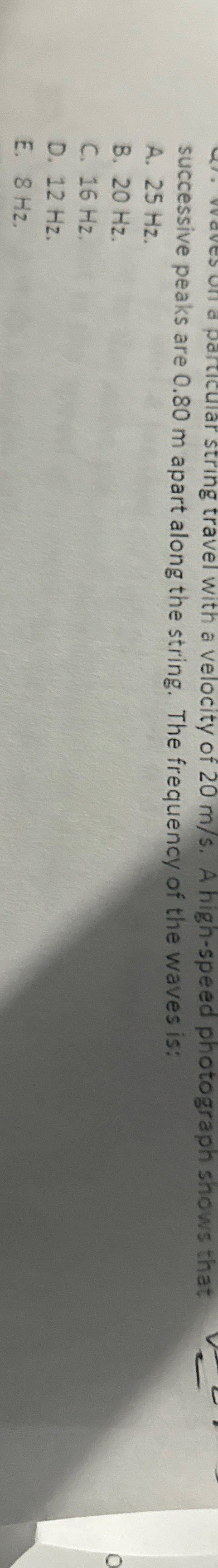 successive peaks are 0 . 8 0 m apart along the