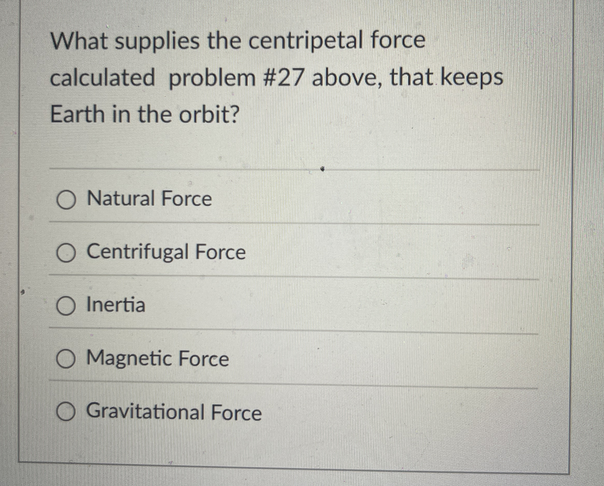 What supplies the centripetal force calculated