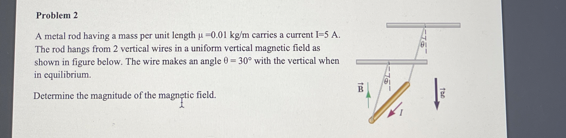 Problem 2 A metal rod having a mass per unit