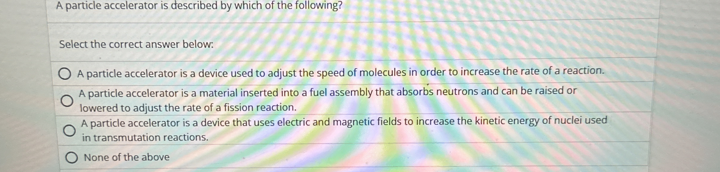 A particle accelerator is described by which of