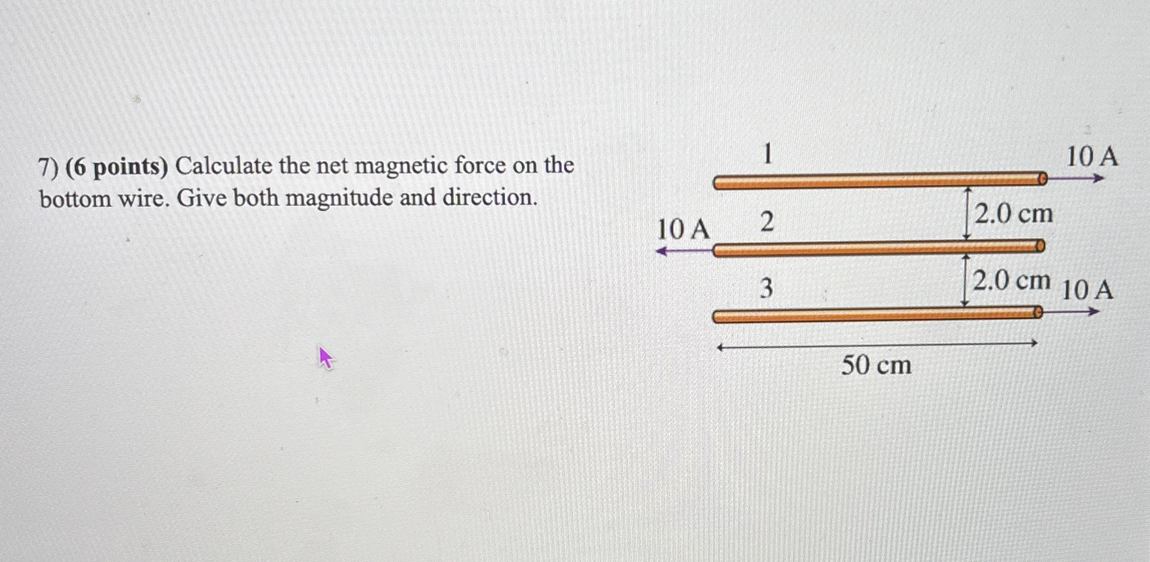 ( 6 points ) Calculate the net magnetic force on