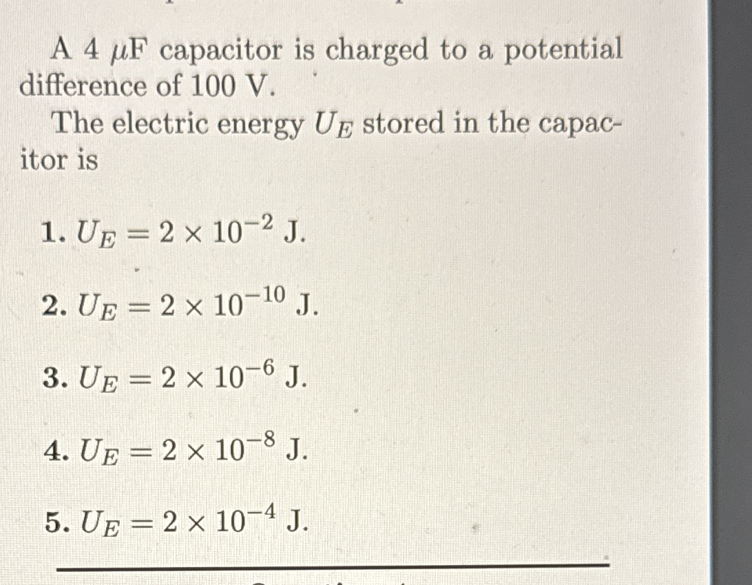 A 4 F capacitor is charged to a potential