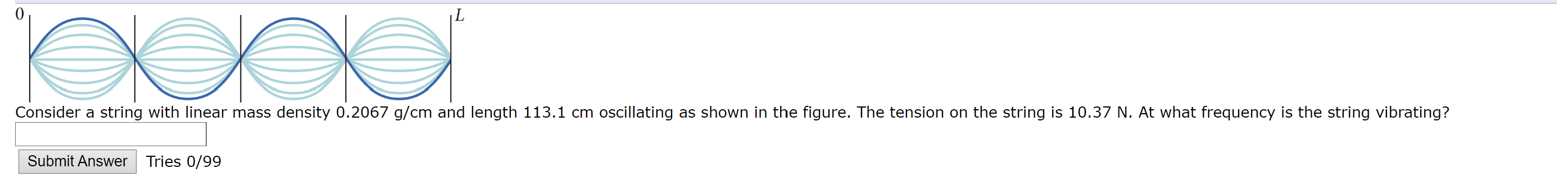 Consider a string with linear mass density 0 . 2