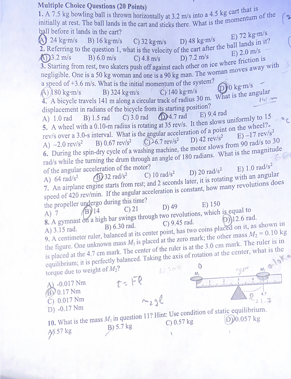 PLEASE ANSWER ALL THANK YOU A 7 . 5 kg bowling