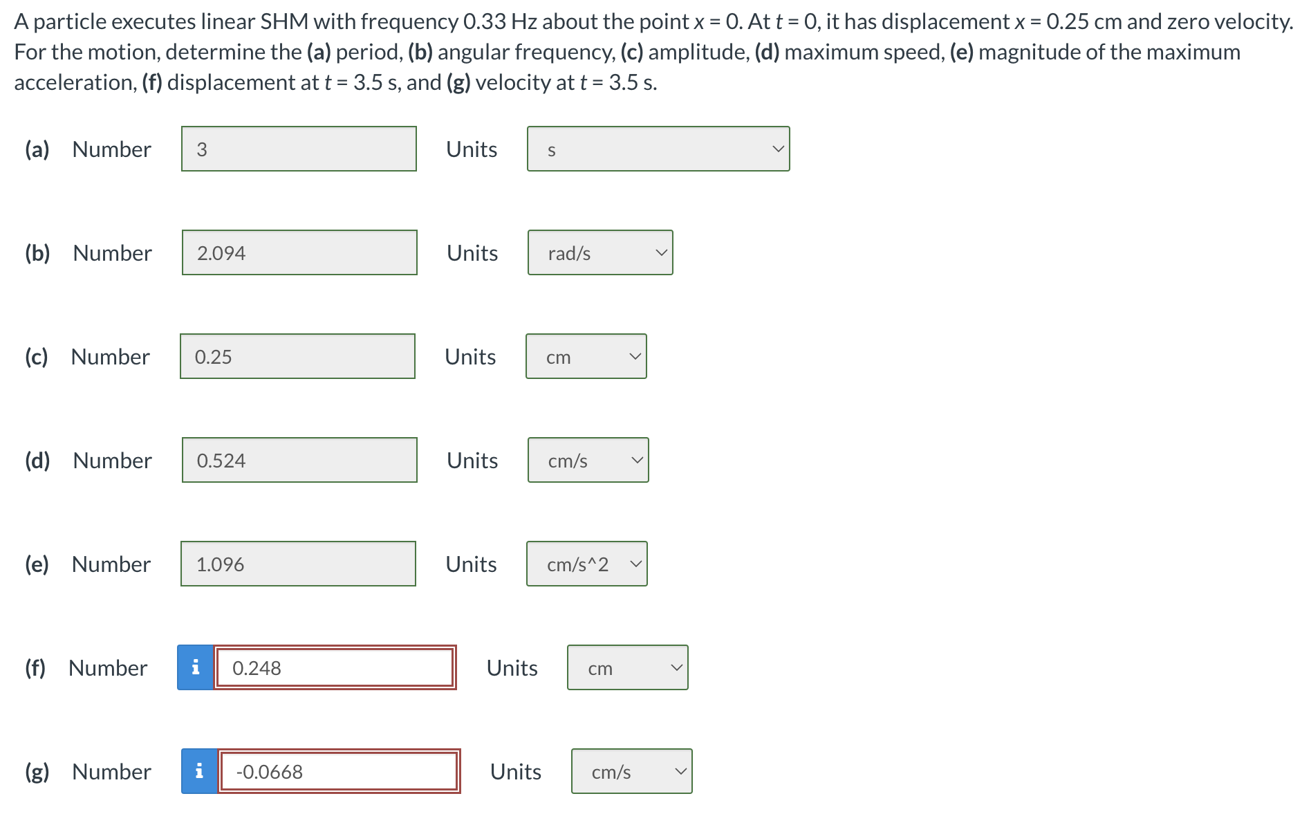 Explain: I only need the answers to parts ( f )