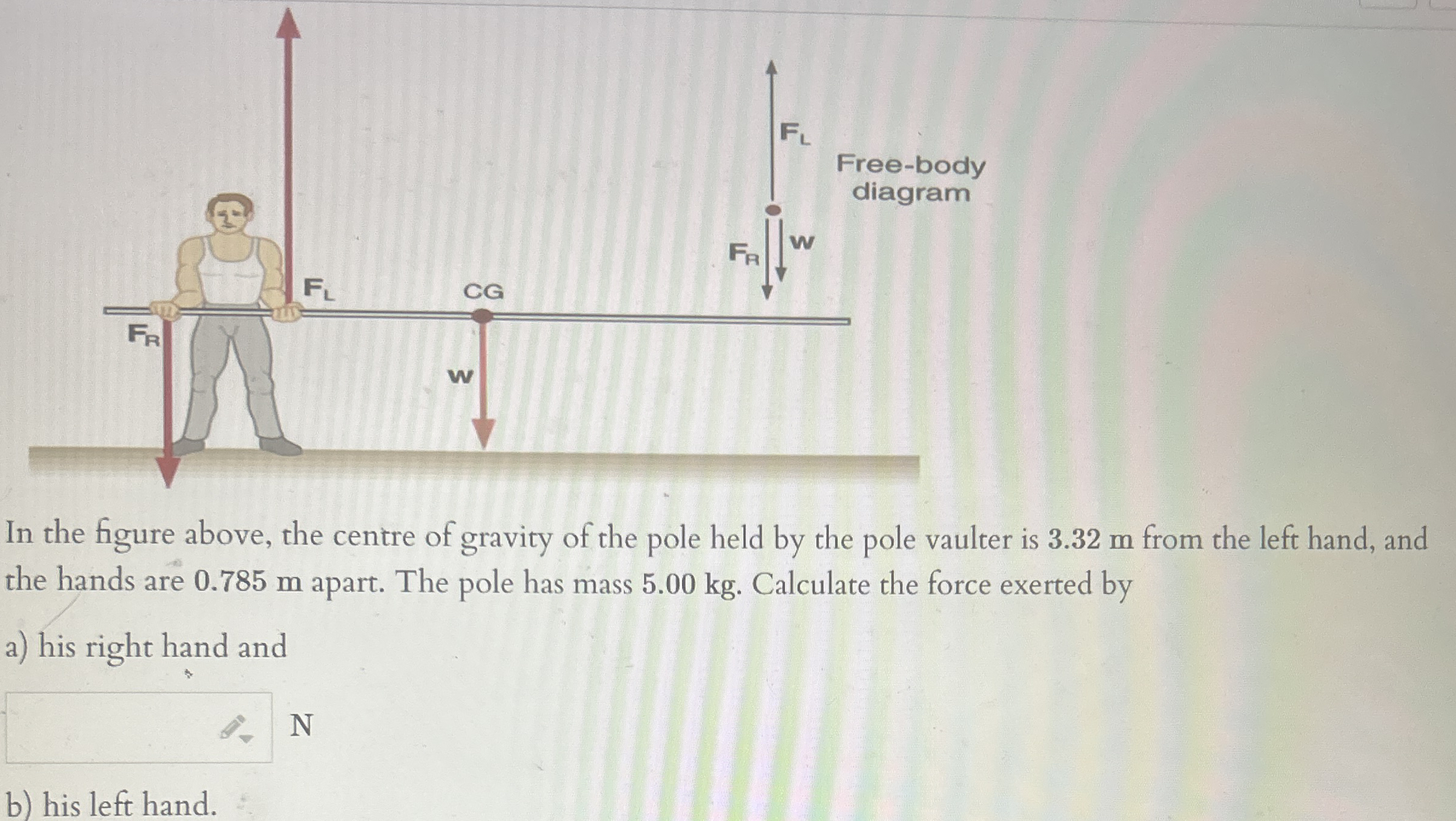In the figure above, the centre of gravity of the