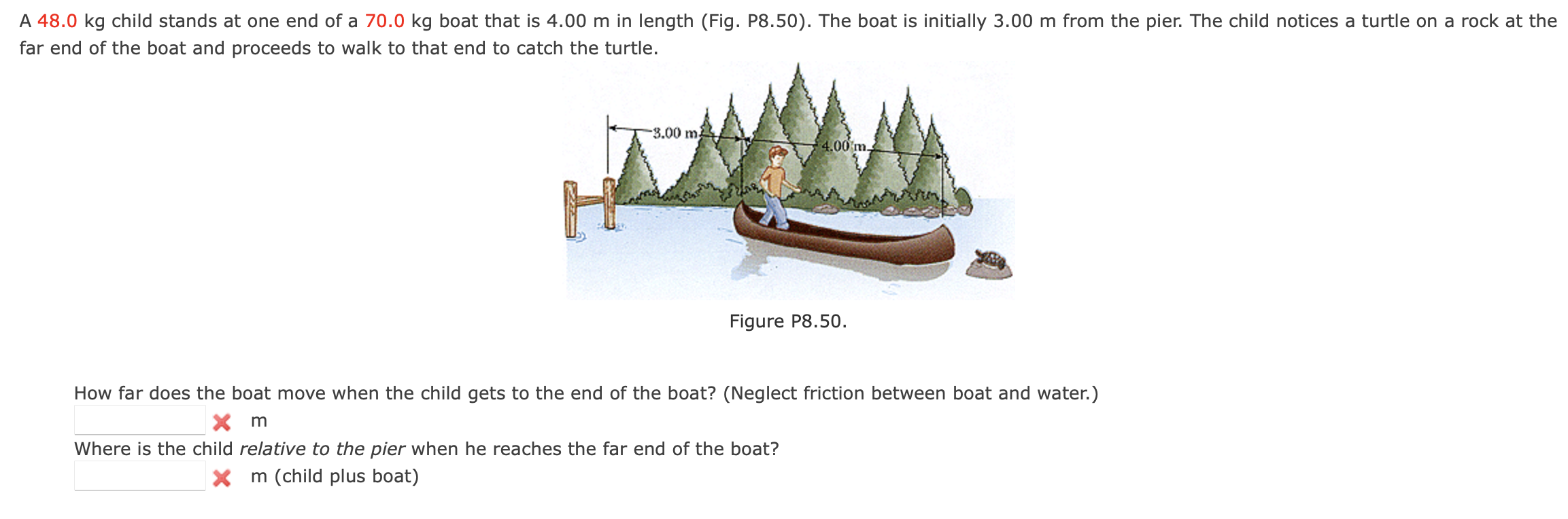 A 4 8 . 0 kg child stands at one end of a 7 0 . 0