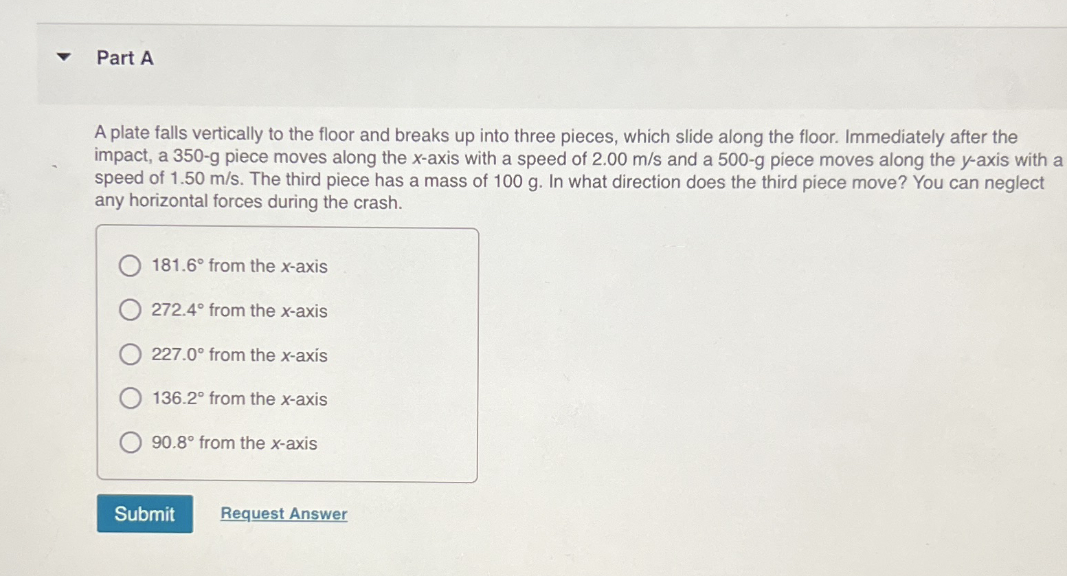 Part A A plate falls vertically to the floor and