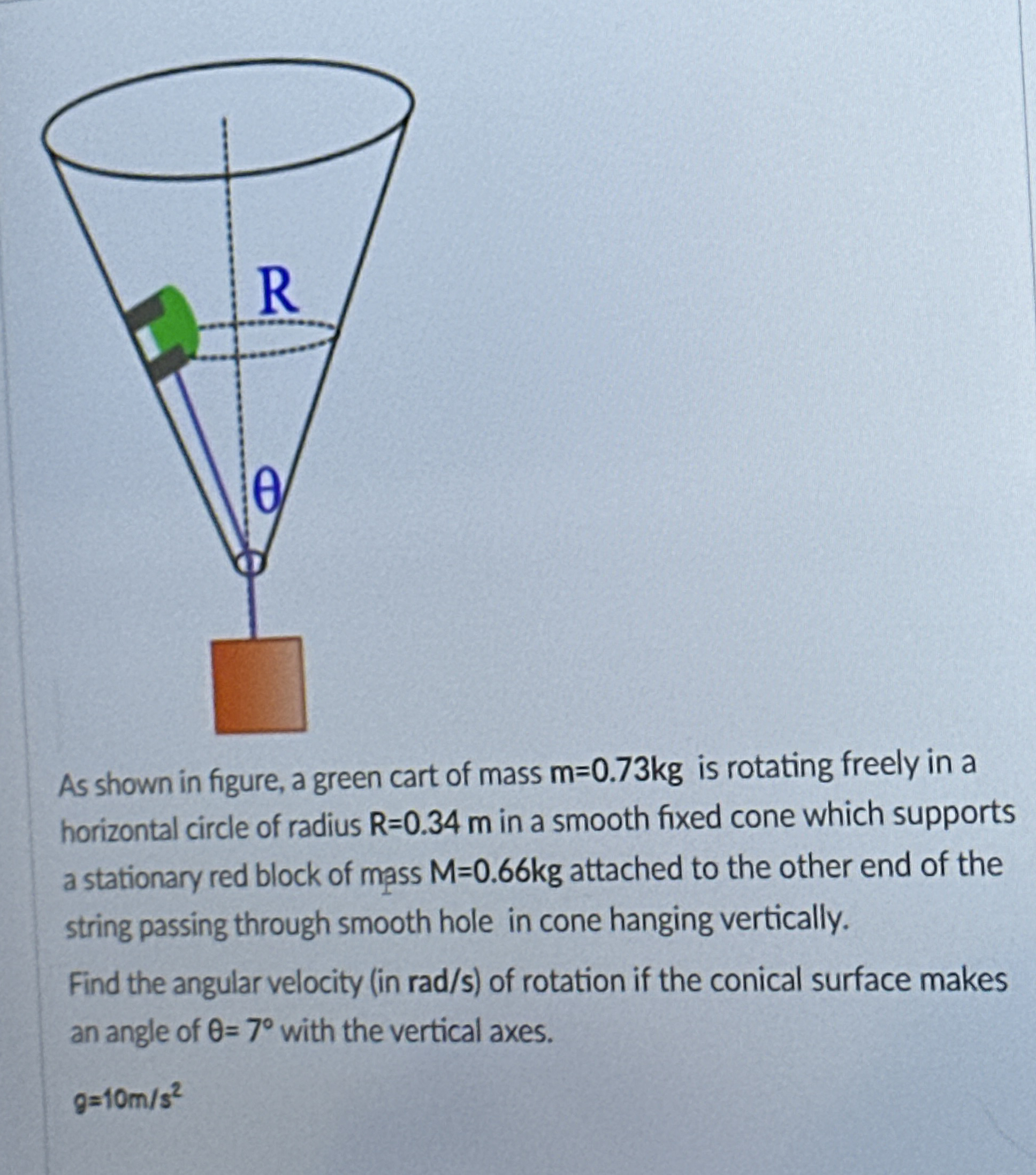 As shown in figure, a green cart of mass m = 0 .