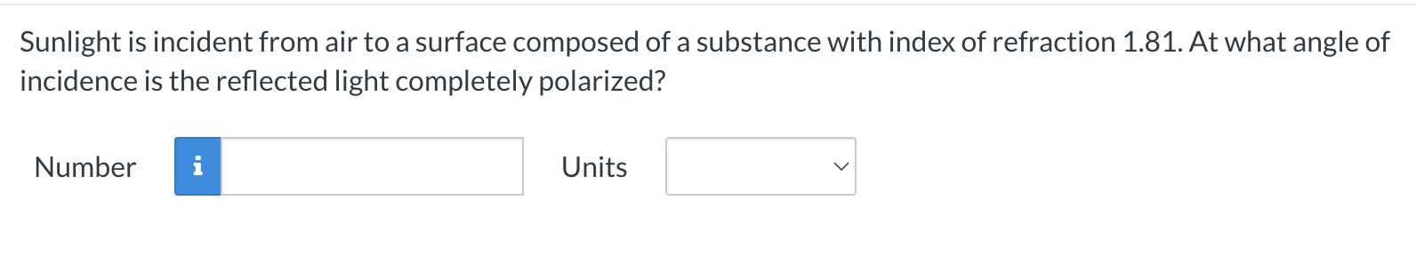 Sunlight is incident from air to a surface