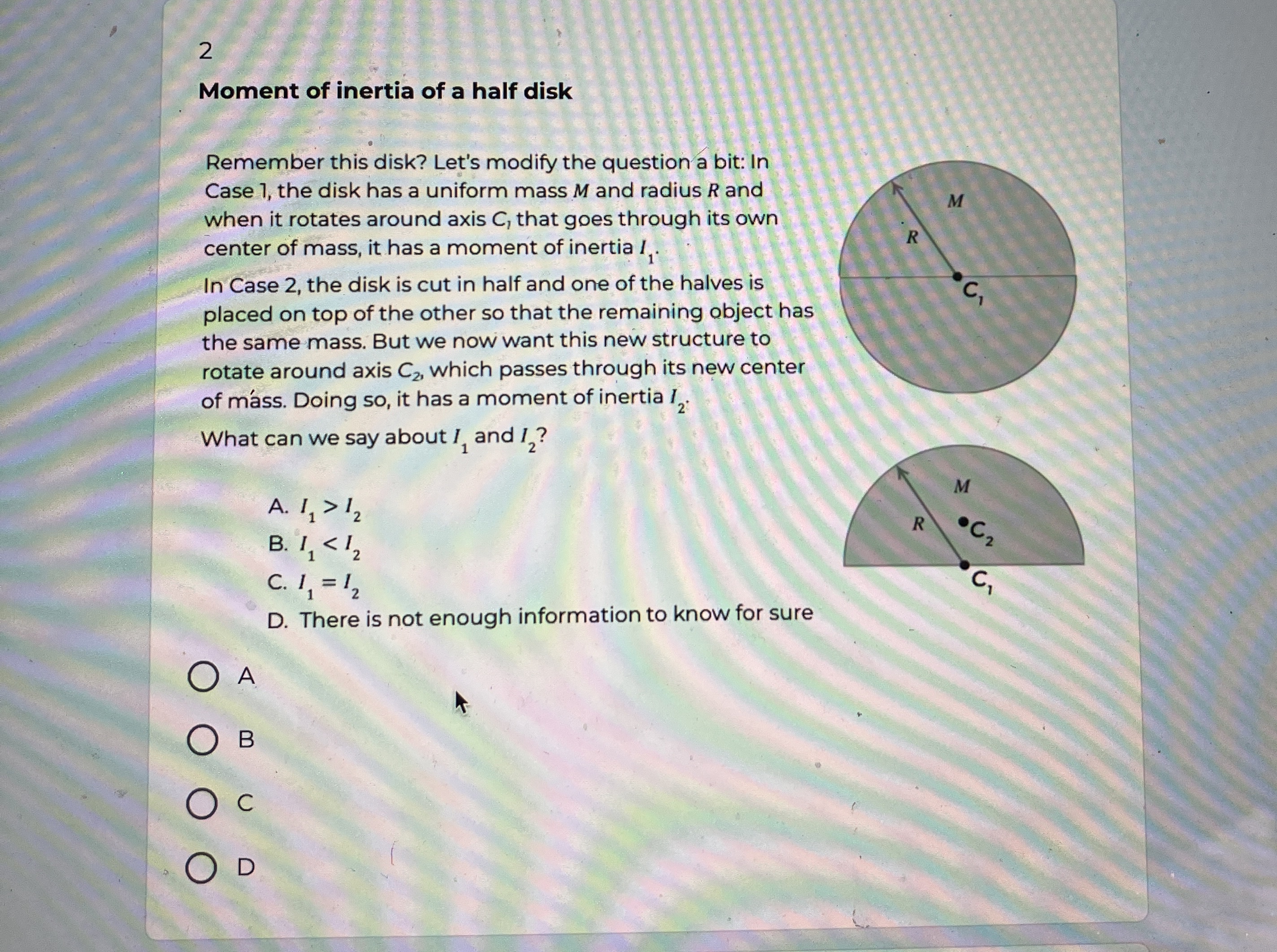 2 Moment of inertia of a half disk Remember this