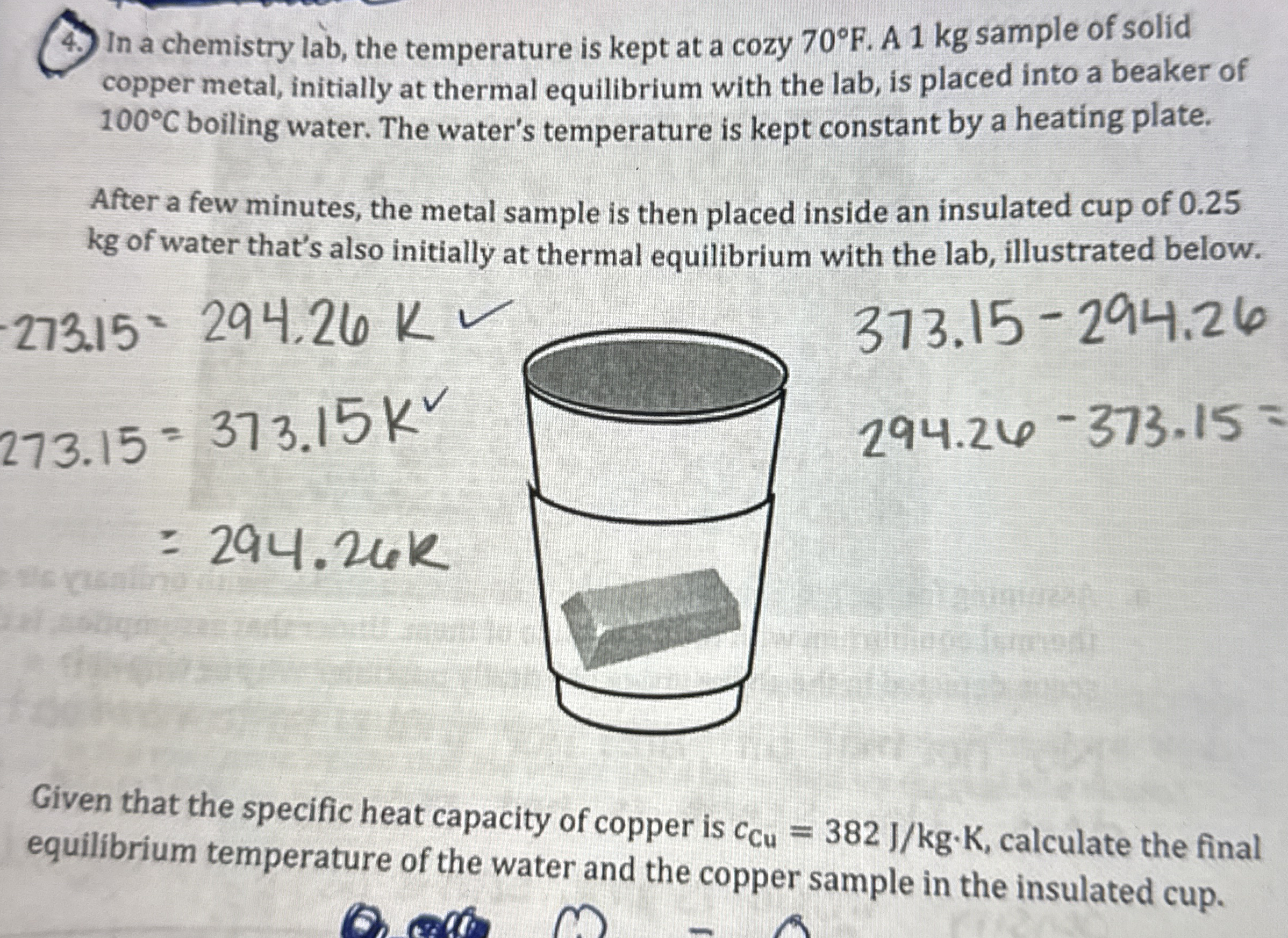 In a chemistry lab, the temperature is kept at a