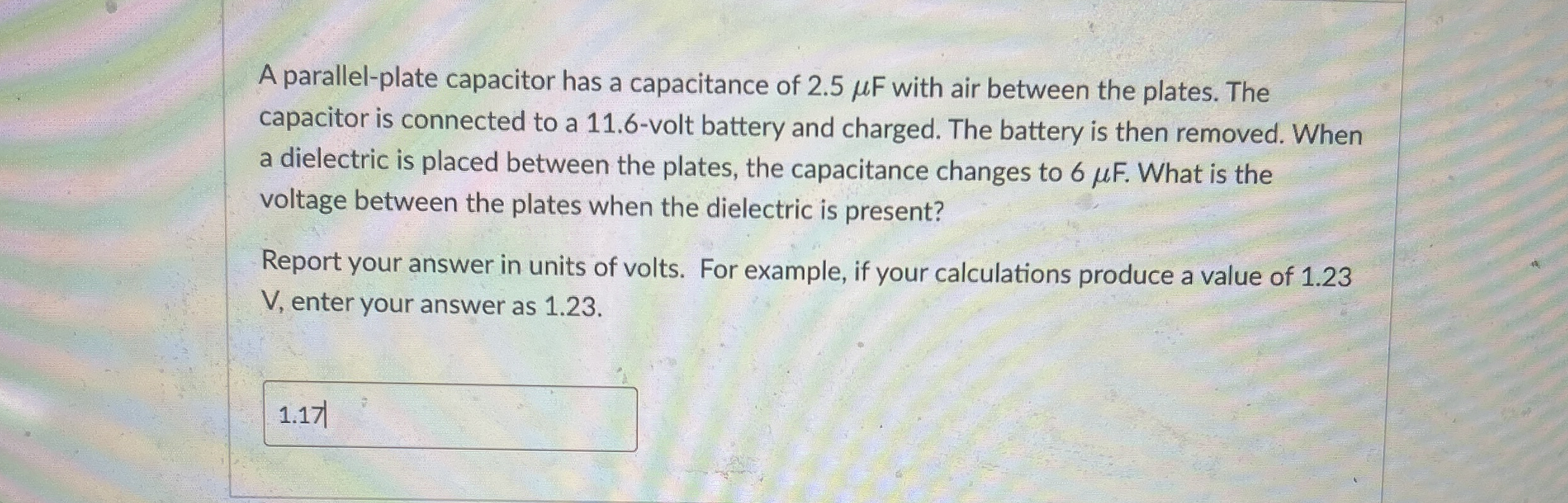 A parallel - plate capacitor has a capacitance of