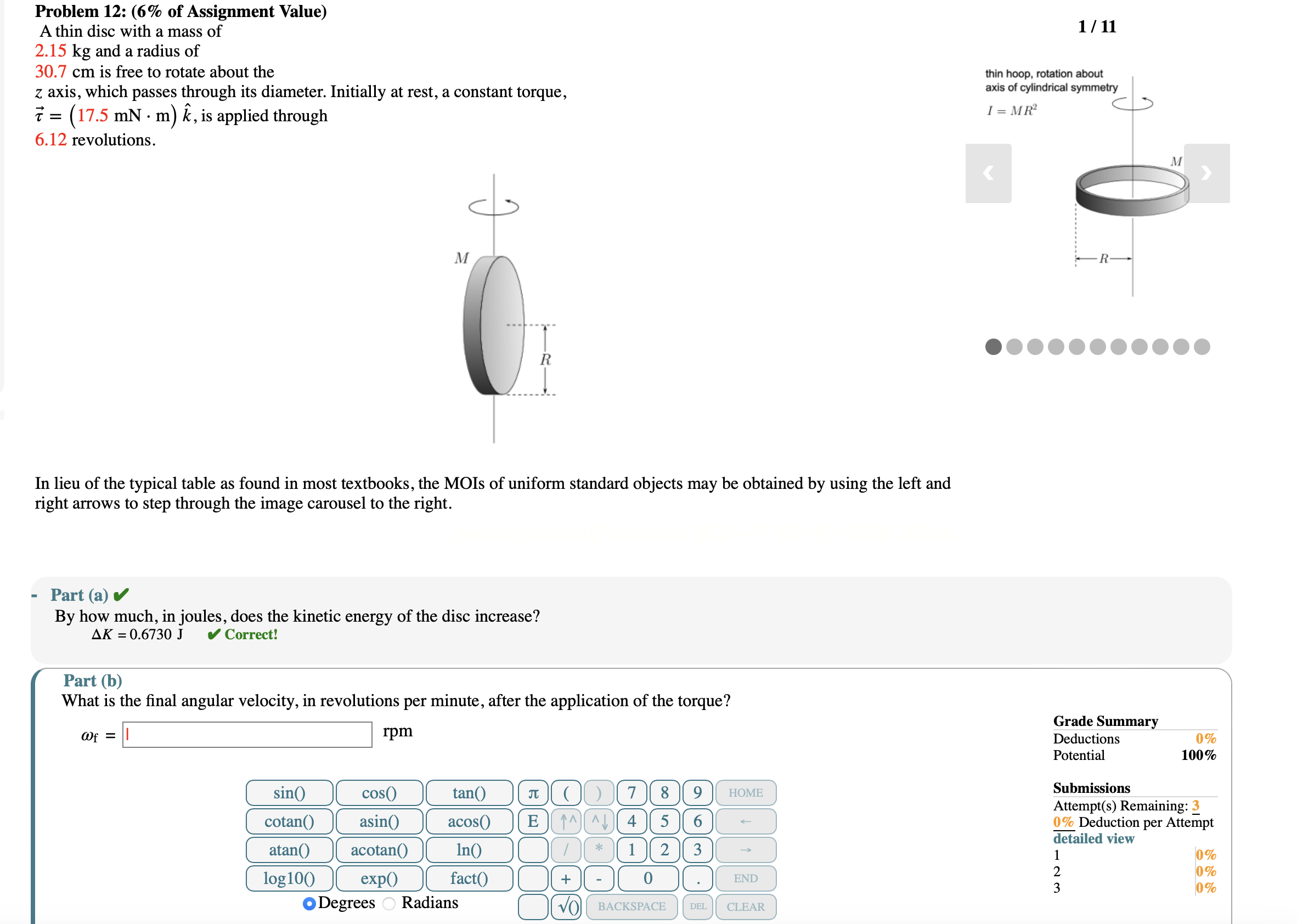 Problem 1 2 : ( 6 % of Assignment Value ) A thin