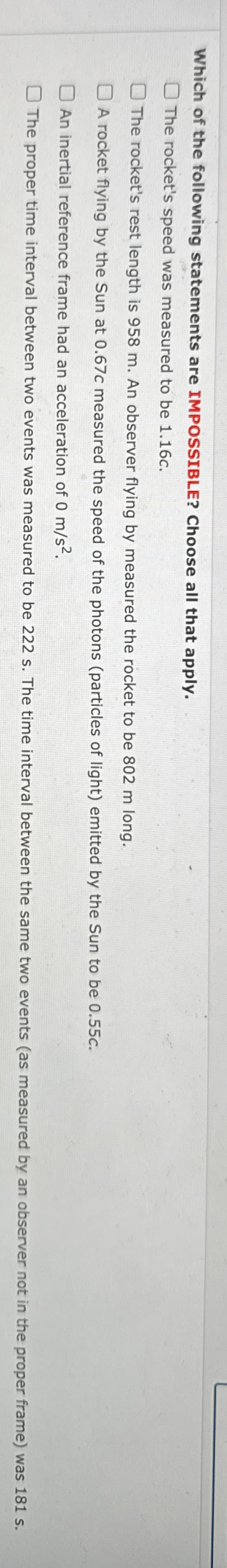 Which of the following statements are IMPOSSIBLE?