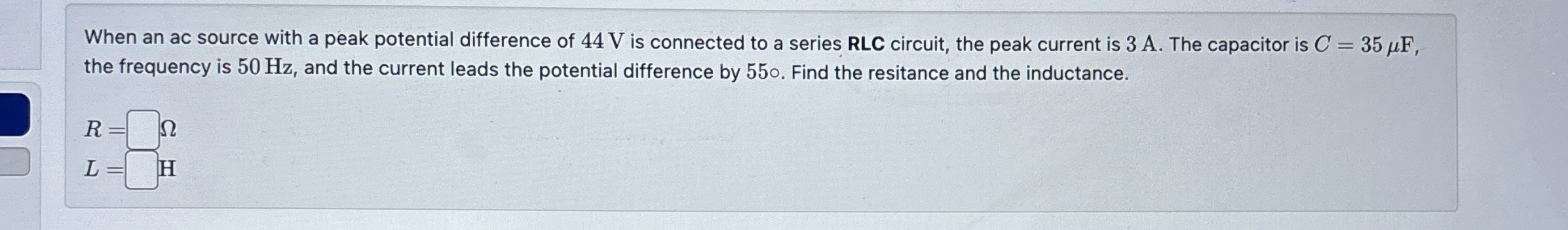 When an ac source with a peak potential