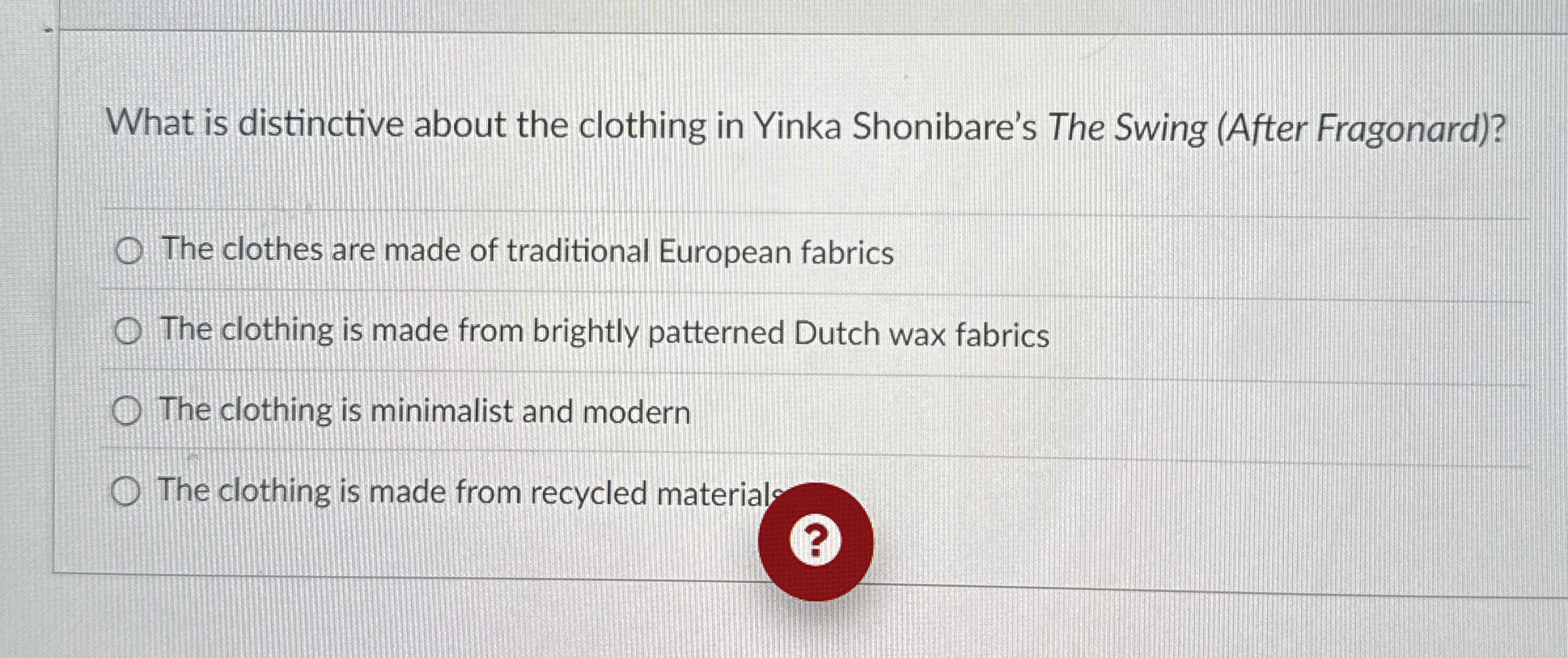 What is distinctive about the clothing in Yinka
