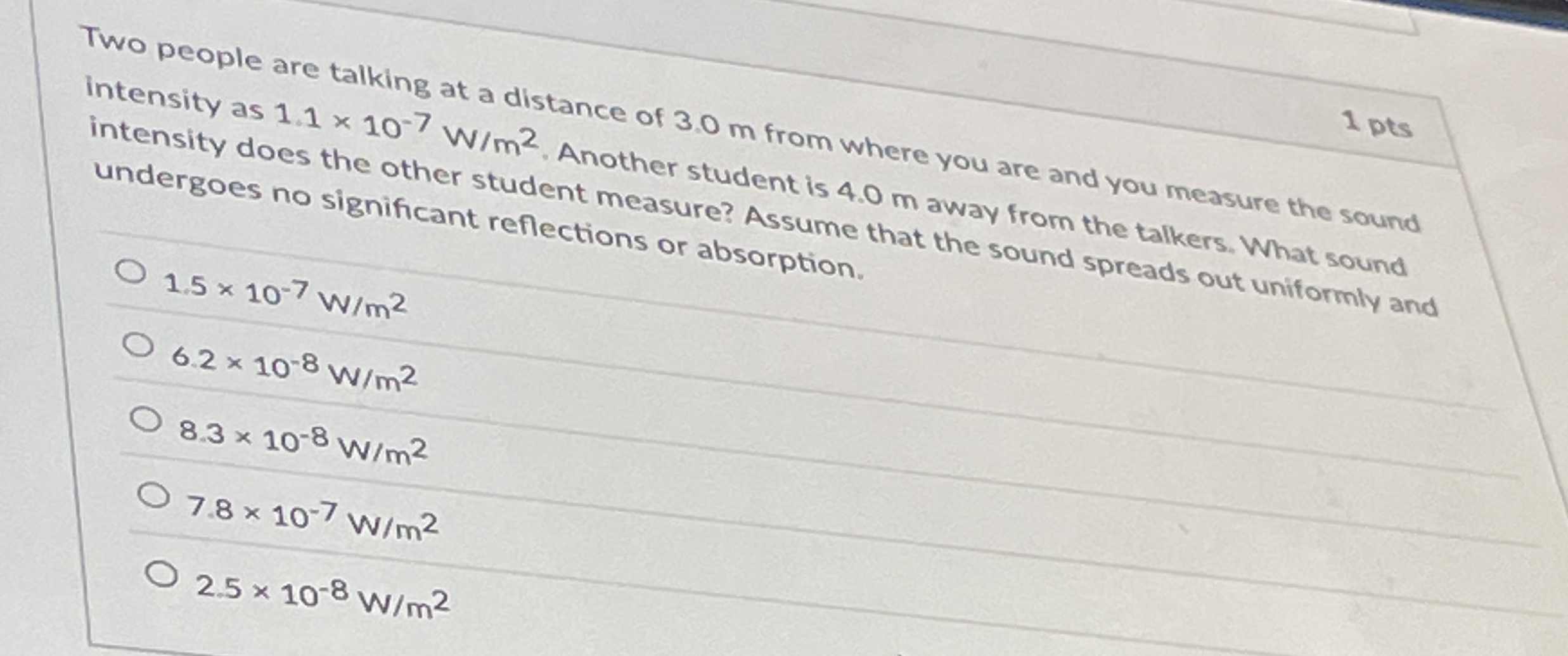 Two people are talking at a distance of 3 . 0 m