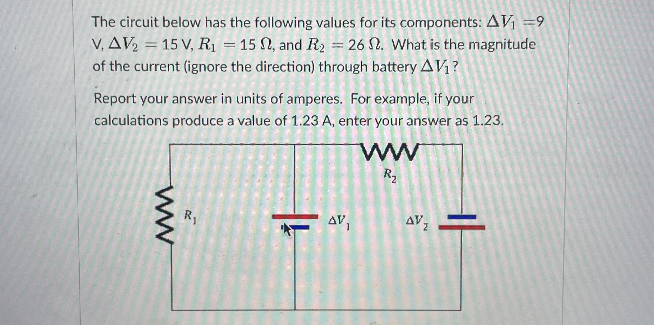 The circuit below has the following values for