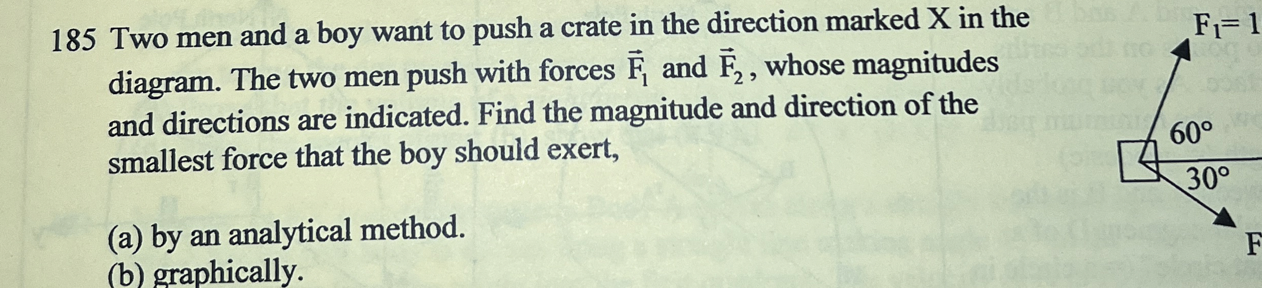 1 8 5 Two men and a boy want to push a crate in