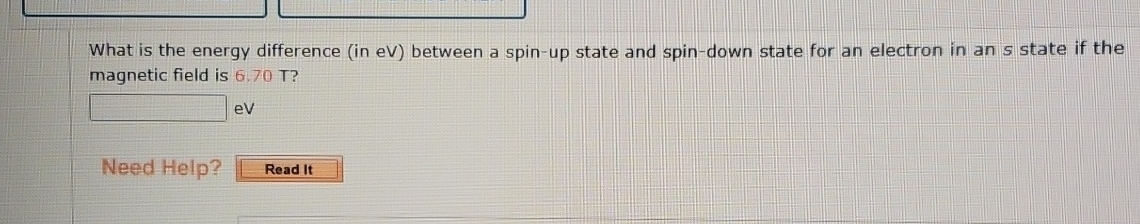 What is the energy difference ( in eV ) between a