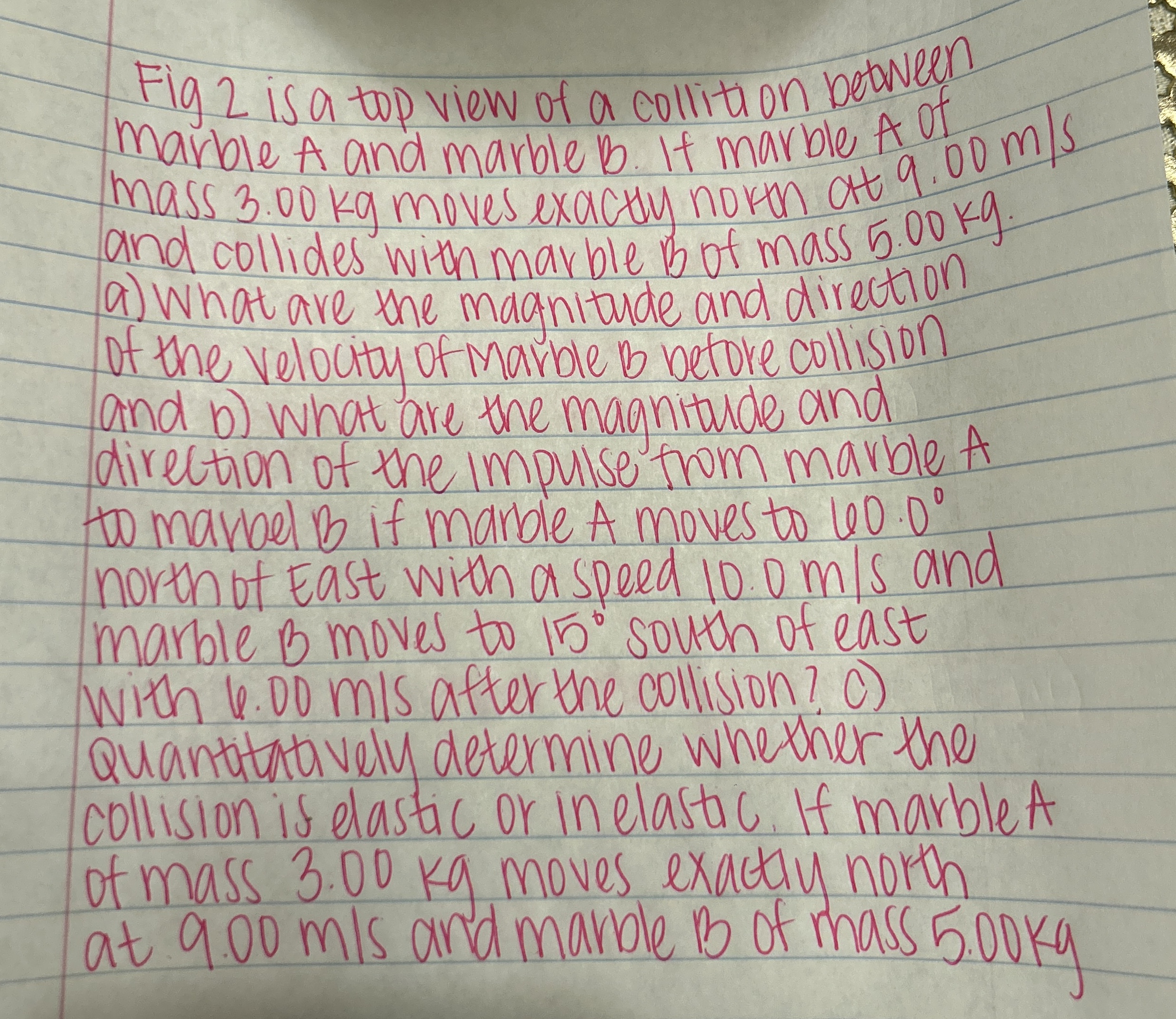 Fig 2 is a top view of a collition between marble