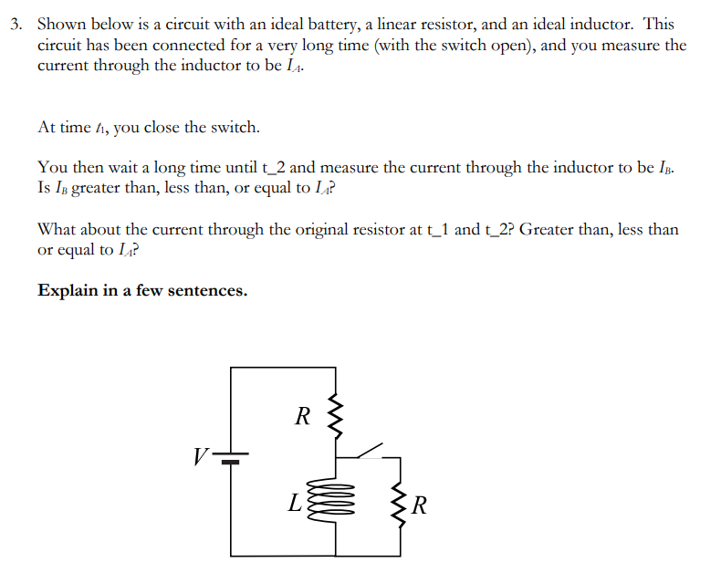 3 . Shown below is a circuit with an ideal
