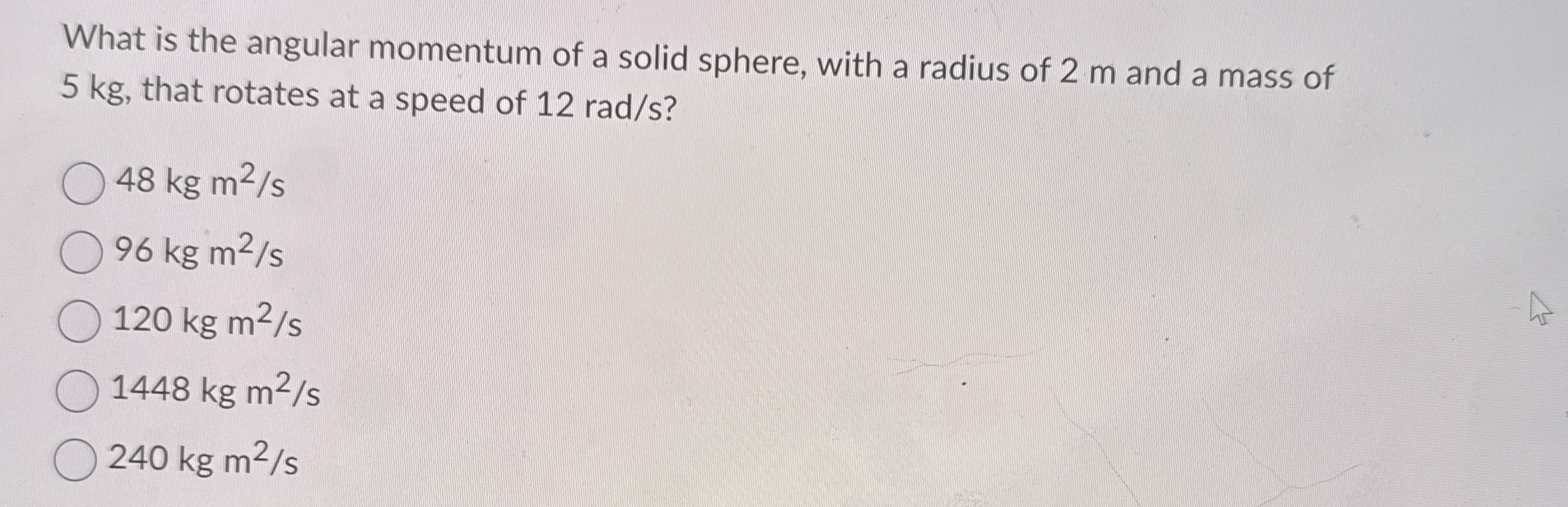 What is the angular momentum of a solid sphere,