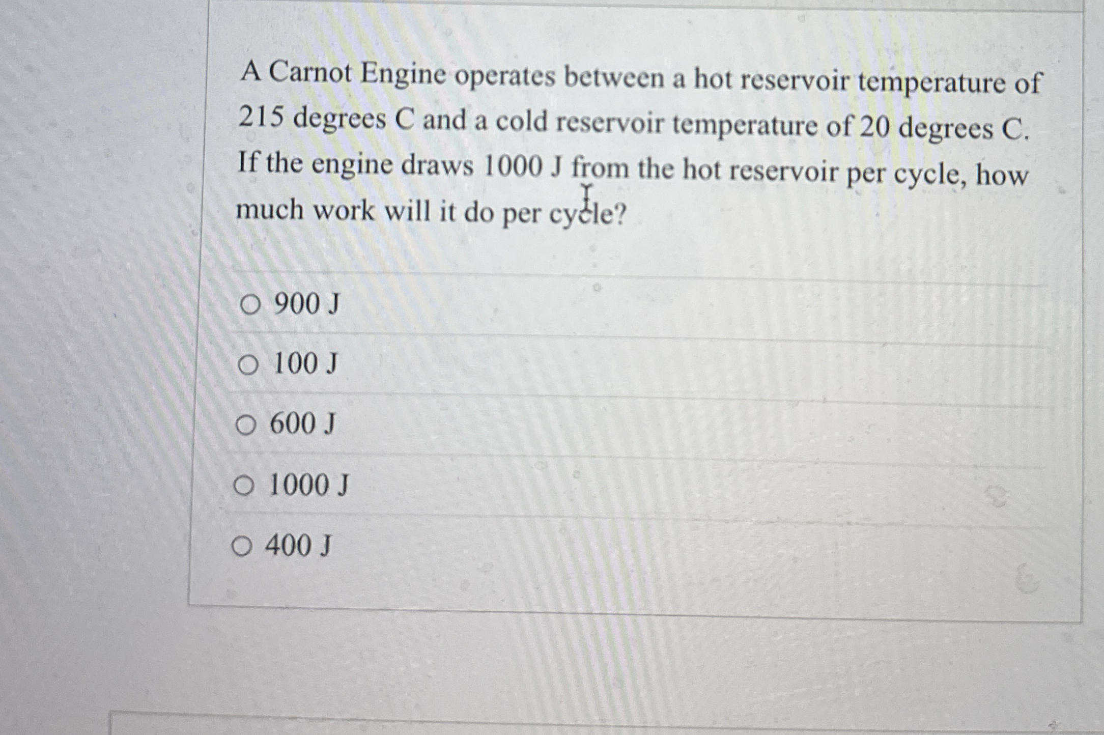 A Carnot Engine operates between a hot reservoir