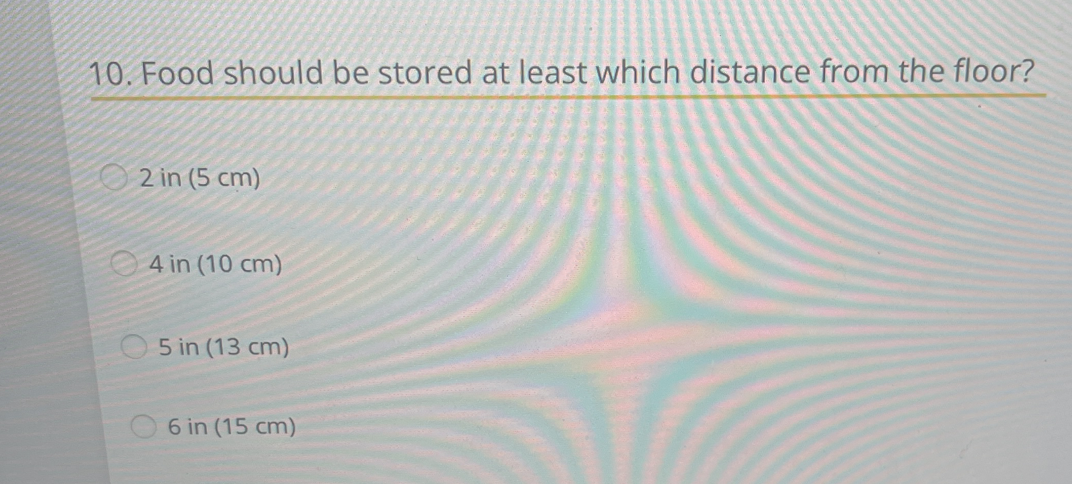 Food should be stored at least which distance