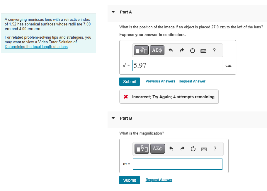 A converging meniscus lens with a refractive