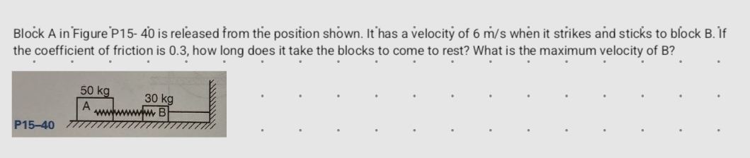 Block A in Figure P 1 5 - 4 0 is released from