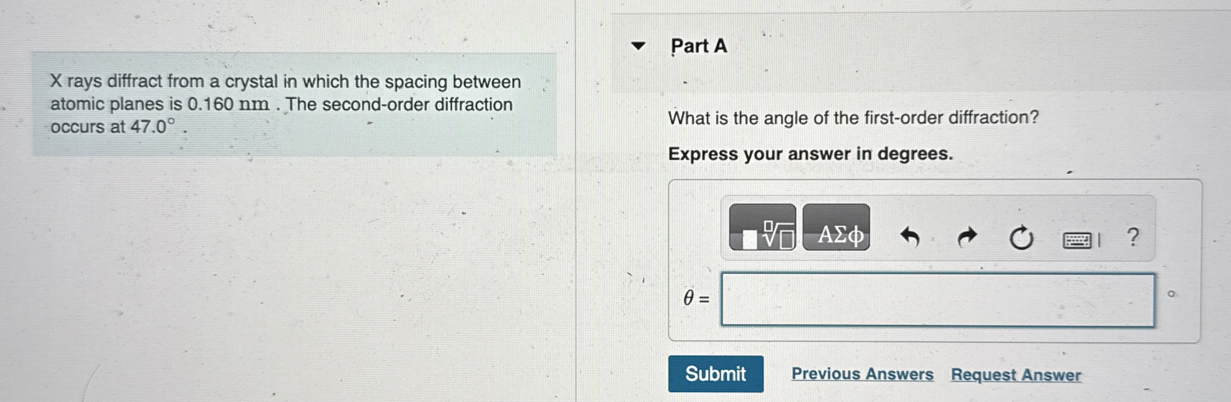 x rays diffract from a crystal in which the