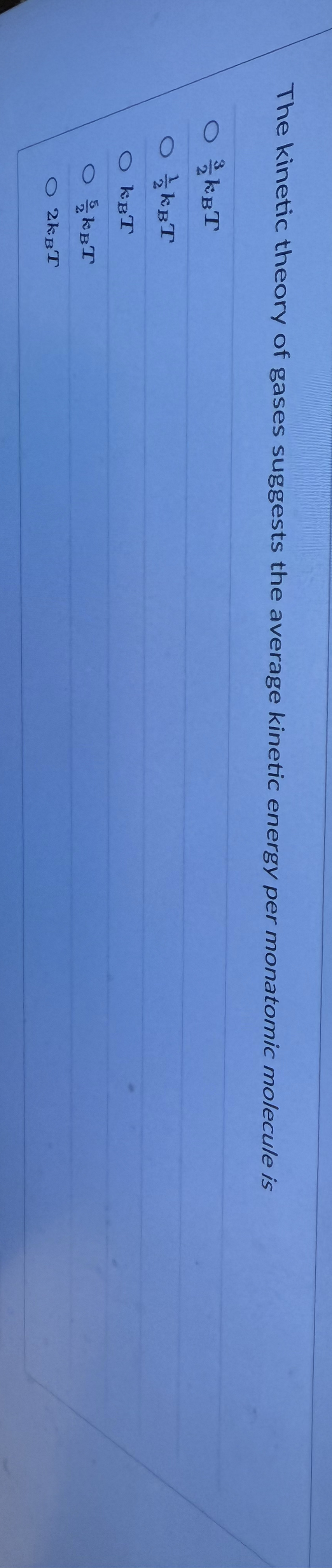 The kinetic theory of gases suggests the average