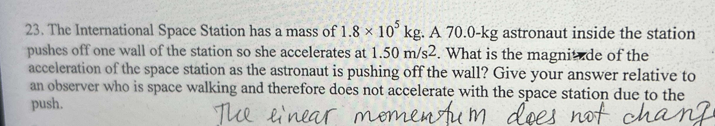 The International Space Station has a mass of 1 .